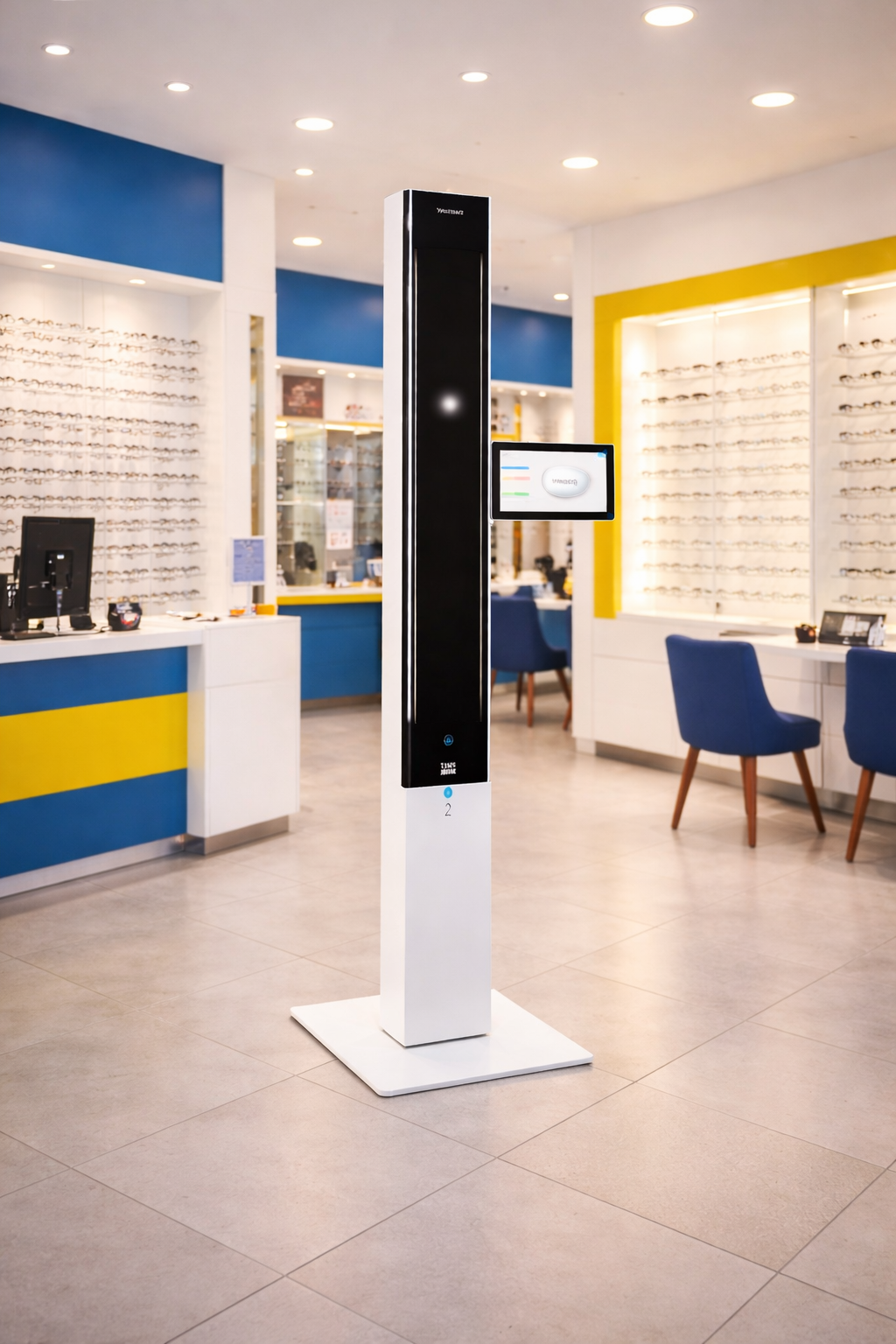 Atendimento com tecnologia Visioffice em uma ótica
